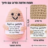 תפוח אדמה סרוג עם חיוך – תמונת המוצר; הכרטיס המצורף באנגלית